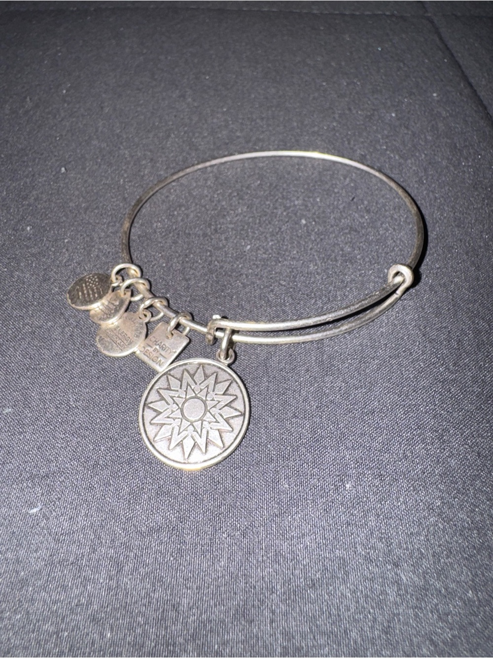 Alex and Ani Silver Sunburst Charm Bangle